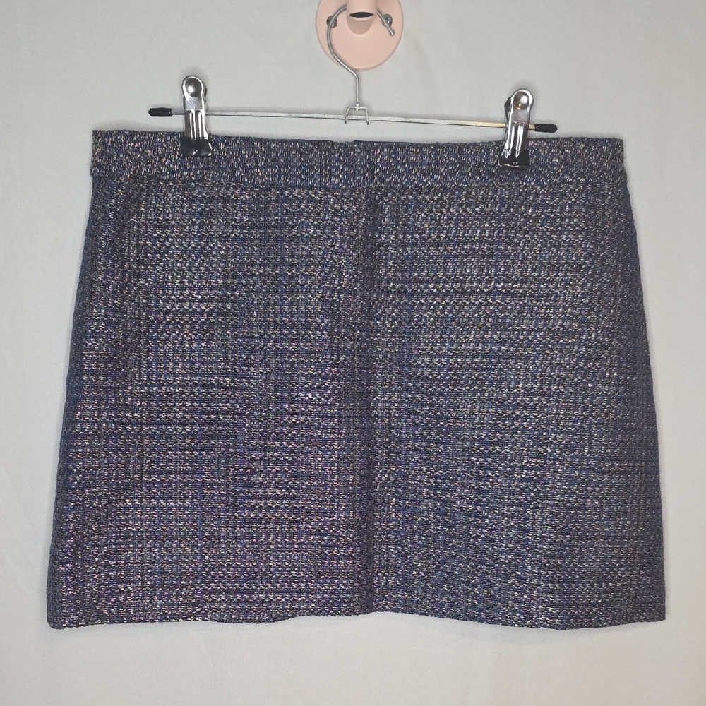 Alice + Olivia Blue And Gold Tweed Mini Skirt